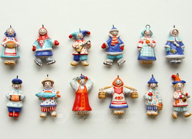 комплект ёлочных игрушек с петлёй "Русские потешки"