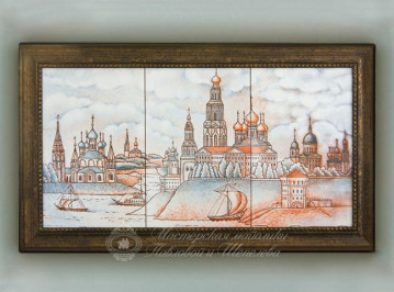 Панно из 3х плиток в багете "Ярославль" XVIII век